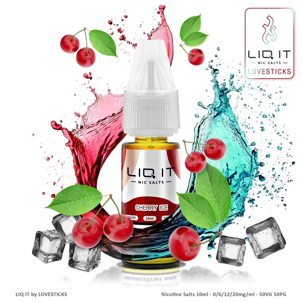 LIQ IT Cherry Ice Liquid ohne Nikotin, 10-ml-Flasche mit 0 mg vor Kirschen und Eis