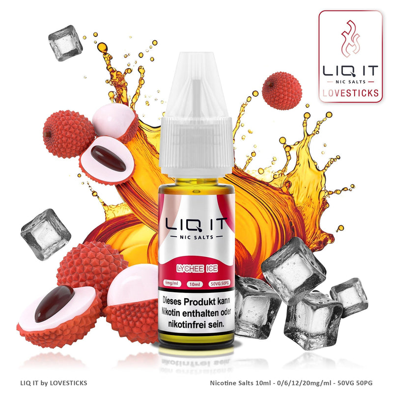 LIQ IT Lychee Ice Liquid ohne Nikotin, 10-ml-Flasche mit 0 mg vor Litschis und Eis
