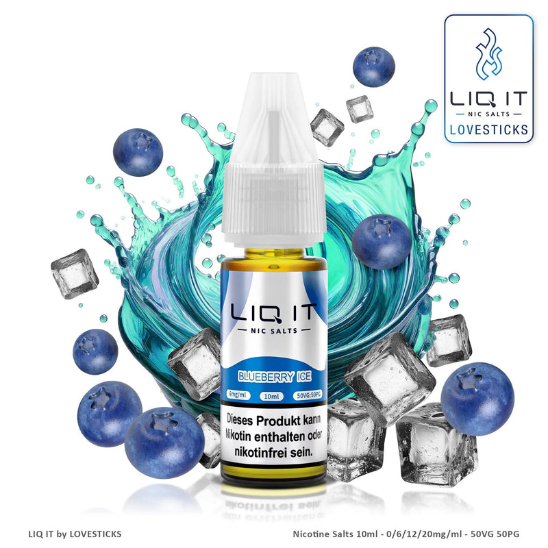 LIQ IT Blueberry Ice Liquid ohne Nikotin, 10-ml-Flasche mit 0 mg vor Blaubeeren und Eis