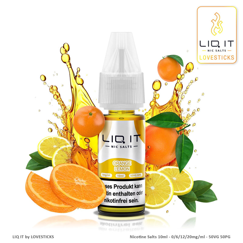LIQ IT Orange Lemon Liquid ohne Nikotin, 10-ml-Flasche mit 0 mg vor Orangen und Zitronen