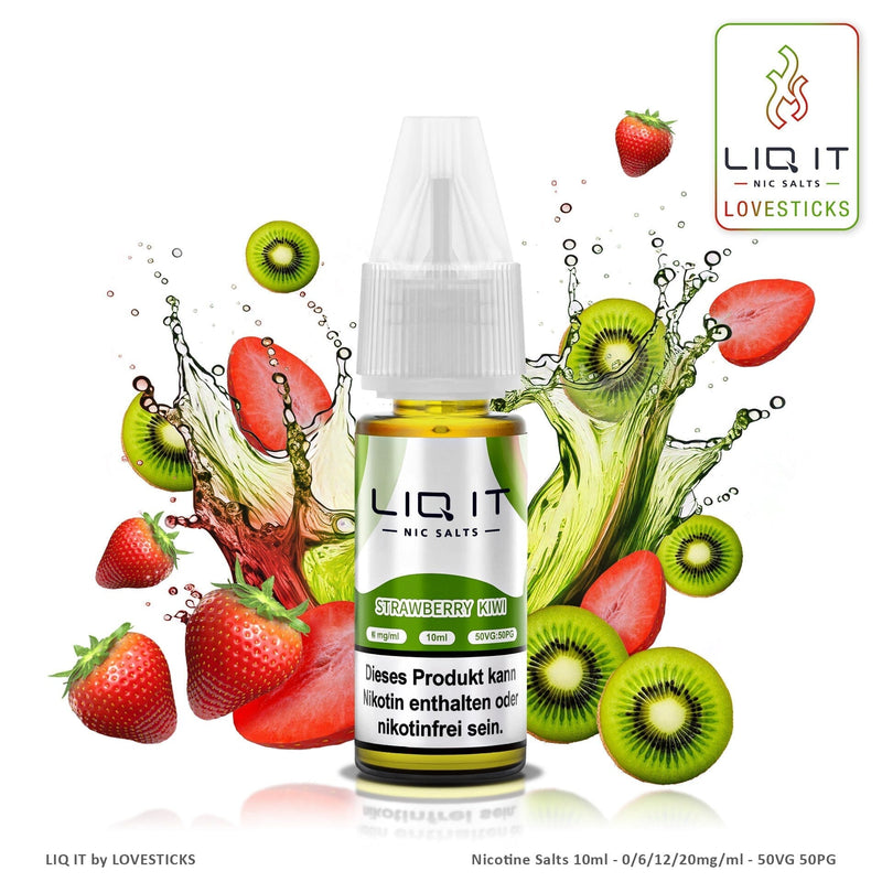 LIQ IT Strawberry Kiwi Liquid ohne Nikotin, 10-ml-Flasche mit 0 mg vor Erdbeeren und Kiwis